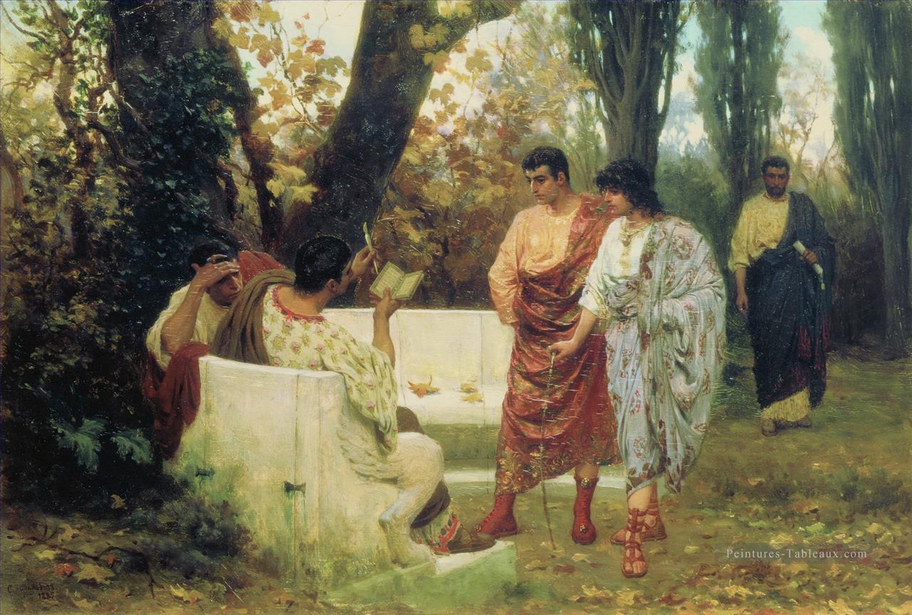 Catullus lecture de ses poèmes à des amis Stephan Bakalowicz Rome antique Peintures à l'huile